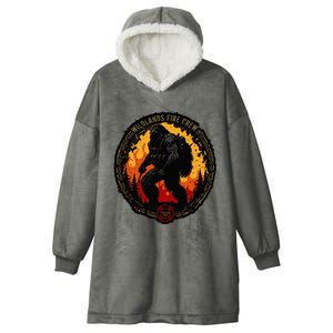 Retro Bigfoot Wildland Firefighter Sasquatch Fireman Hooded Wearable Blanket