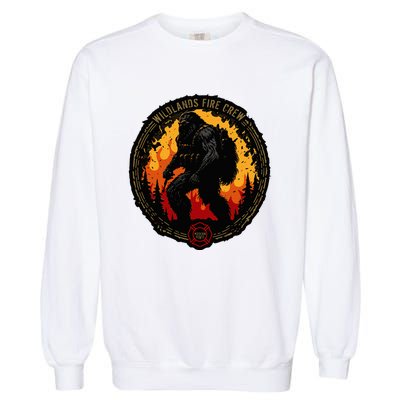 Retro Bigfoot Wildland Firefighter Sasquatch Fireman Garment-Dyed Sweatshirt