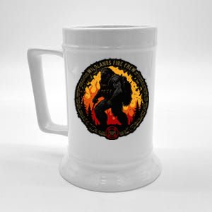 Retro Bigfoot Wildland Firefighter Sasquatch Fireman Beer Stein