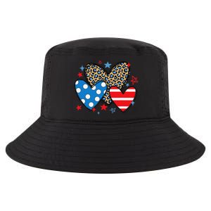 Red Blue White Heart Star Patriotic Happy 4th Of July Cool Comfort Performance Bucket Hat