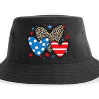 Red Blue White Heart Star Patriotic Happy 4th Of July Sustainable Bucket Hat