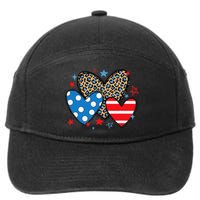 Red Blue White Heart Star Patriotic Happy 4th Of July 7-Panel Snapback Hat