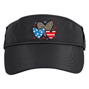 Red Blue White Heart Star Patriotic Happy 4th Of July Adult Drive Performance Visor