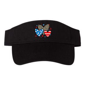 Red Blue White Heart Star Patriotic Happy 4th Of July Valucap Bio-Washed Visor