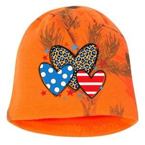 Red Blue White Heart Star Patriotic Happy 4th Of July Kati - Camo Knit Beanie