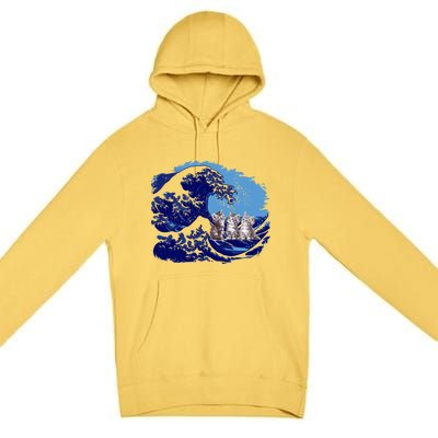 Retro Blue Waves Kamala Cats Cat Moms For Kamala Ladies Cute Gift Premium Pullover Hoodie