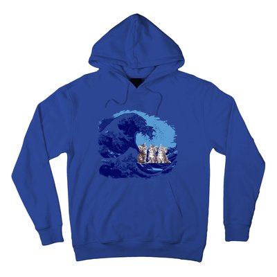 Retro Blue Waves Kamala Cats Cat Moms For Kamala Ladies Cute Gift Hoodie