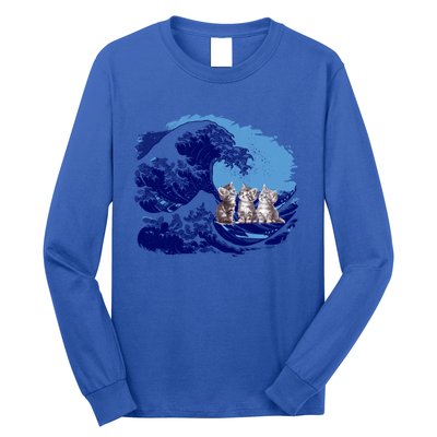 Retro Blue Waves Kamala Cats Cat Moms For Kamala Ladies Cute Gift Long Sleeve Shirt