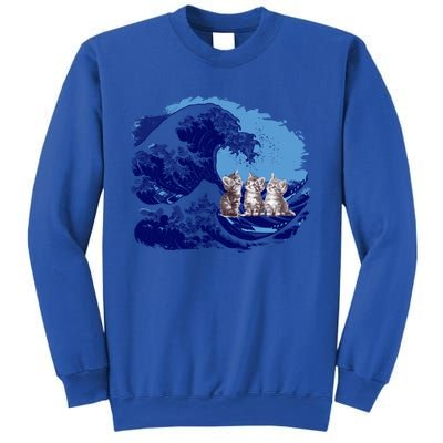 Retro Blue Waves Kamala Cats Cat Moms For Kamala Ladies Cute Gift Sweatshirt