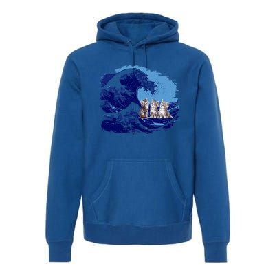 Retro Blue Waves Kamala Cats Cat Moms For Kamala Ladies Cute Gift Premium Hoodie