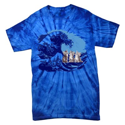 Retro Blue Waves Kamala Cats Cat Moms For Kamala Ladies Cute Gift Tie-Dye T-Shirt