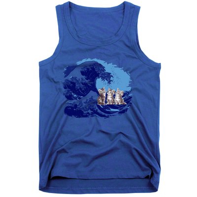 Retro Blue Waves Kamala Cats Cat Moms For Kamala Ladies Cute Gift Tank Top