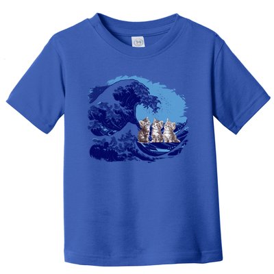 Retro Blue Waves Kamala Cats Cat Moms For Kamala Ladies Cute Gift Toddler T-Shirt