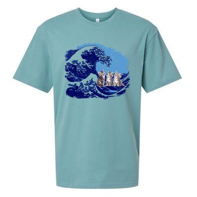 Retro Blue Waves Kamala Cats Cat Moms For Kamala Ladies Cute Gift Sueded Cloud Jersey T-Shirt