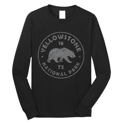 Retro Bear Yellowstone National Park 1872 Hiking Souvenir Long Sleeve Shirt