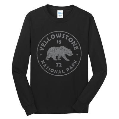 Retro Bear Yellowstone National Park 1872 Hiking Souvenir Tall Long Sleeve T-Shirt