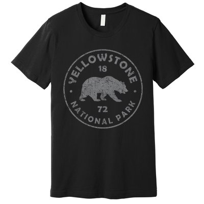 Retro Bear Yellowstone National Park 1872 Hiking Souvenir Premium T-Shirt