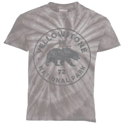 Retro Bear Yellowstone National Park 1872 Hiking Souvenir Kids Tie-Dye T-Shirt