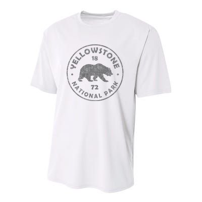 Retro Bear Yellowstone National Park 1872 Hiking Souvenir Youth Performance Sprint T-Shirt