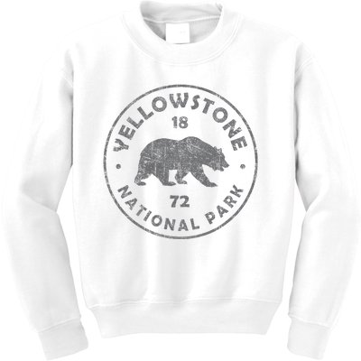 Retro Bear Yellowstone National Park 1872 Hiking Souvenir Kids Sweatshirt