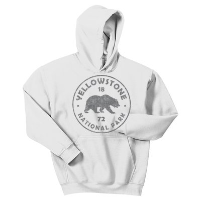 Retro Bear Yellowstone National Park 1872 Hiking Souvenir Kids Hoodie