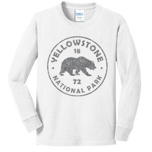 Retro Bear Yellowstone National Park 1872 Hiking Souvenir Kids Long Sleeve Shirt