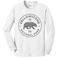 Retro Bear Yellowstone National Park 1872 Hiking Souvenir Kids Long Sleeve Shirt