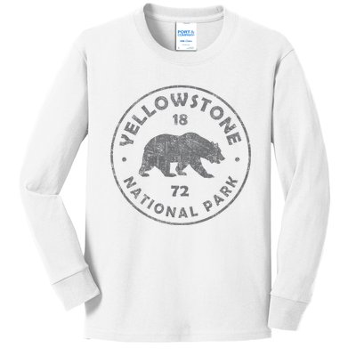 Retro Bear Yellowstone National Park 1872 Hiking Souvenir Kids Long Sleeve Shirt