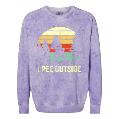 Retro Bigfoot Yeti Silhouette I Pee Outside Sasquatch Colorblast Crewneck Sweatshirt