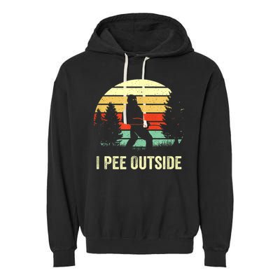 Retro Bigfoot Yeti Silhouette I Pee Outside Sasquatch Garment-Dyed Fleece Hoodie