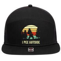 Retro Bigfoot Yeti Silhouette I Pee Outside Sasquatch 7 Panel Mesh Trucker Snapback Hat