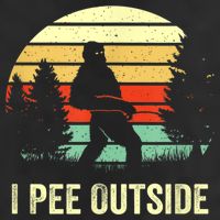 Retro Bigfoot Yeti Silhouette I Pee Outside Sasquatch 7 Panel Mesh Trucker Snapback Hat