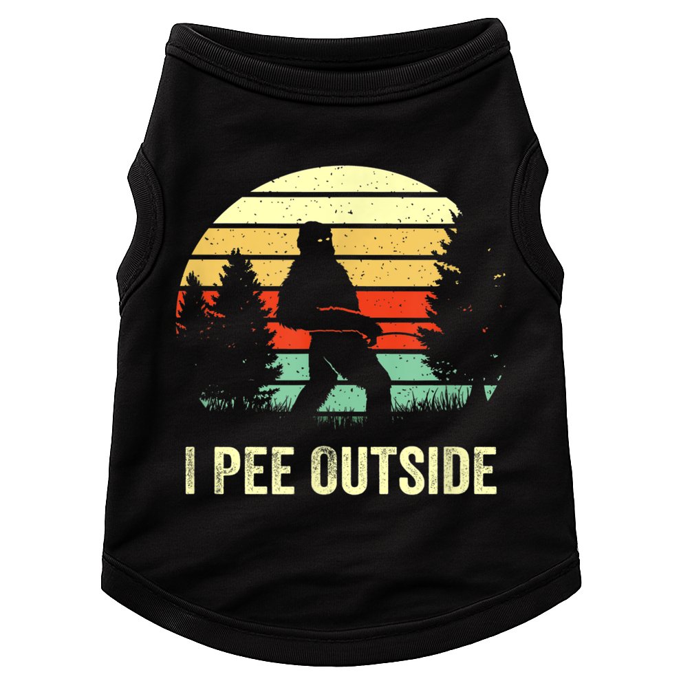 Retro Bigfoot Yeti Silhouette I Pee Outside Sasquatch Doggie Tank