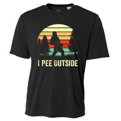 Retro Bigfoot Yeti Silhouette I Pee Outside Sasquatch Cooling Performance Crew T-Shirt