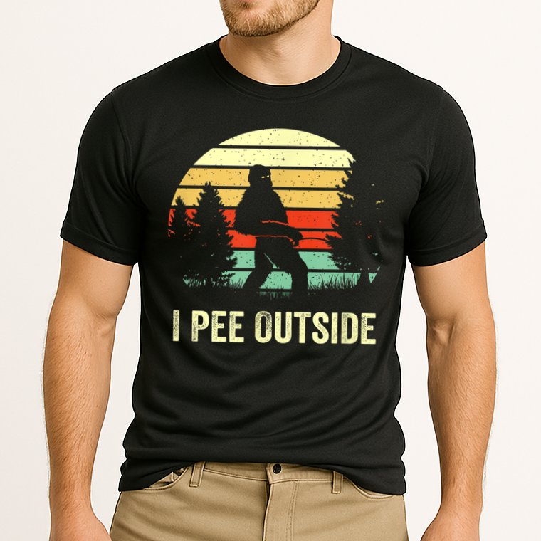 Retro Bigfoot Yeti Silhouette I Pee Outside Sasquatch Performance Shirt