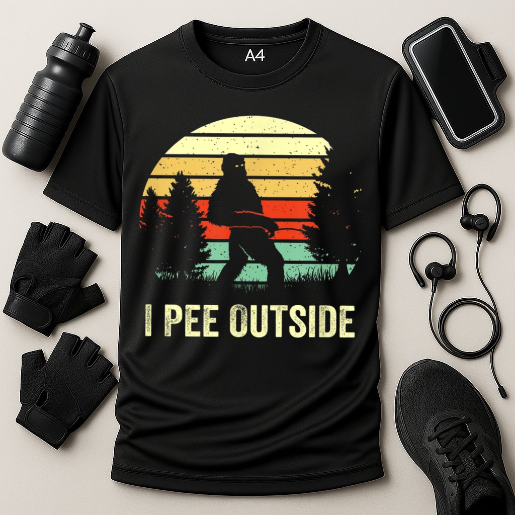 Retro Bigfoot Yeti Silhouette I Pee Outside Sasquatch Performance Shirt