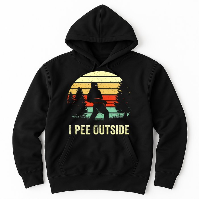 Retro Bigfoot Yeti Silhouette I Pee Outside Sasquatch Hoodie