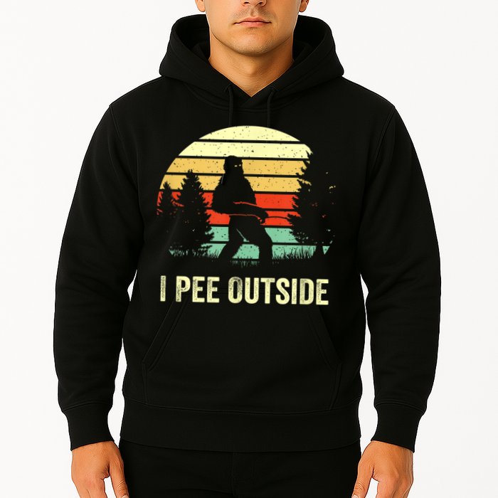Retro Bigfoot Yeti Silhouette I Pee Outside Sasquatch Hoodie