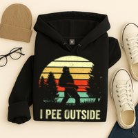 Retro Bigfoot Yeti Silhouette I Pee Outside Sasquatch Hoodie