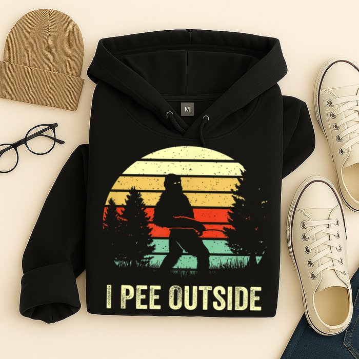 Retro Bigfoot Yeti Silhouette I Pee Outside Sasquatch Hoodie
