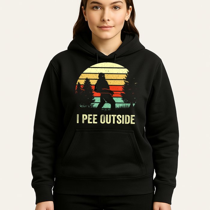 Retro Bigfoot Yeti Silhouette I Pee Outside Sasquatch Hoodie