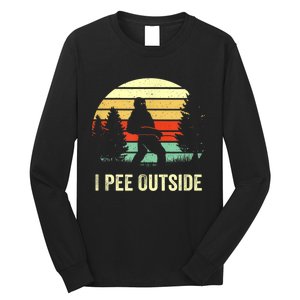 Retro Bigfoot Yeti Silhouette I Pee Outside Sasquatch Long Sleeve Shirt