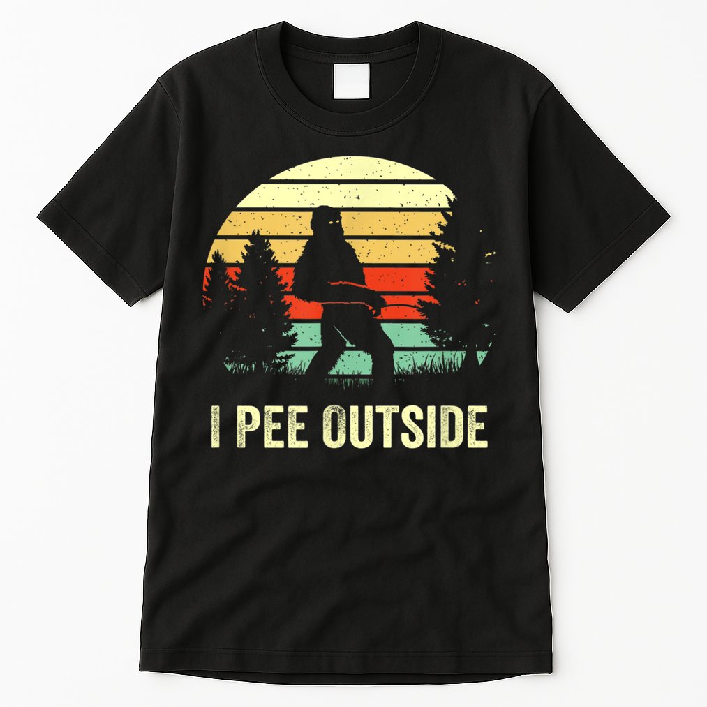 Retro Bigfoot Yeti Silhouette I Pee Outside Sasquatch Tall T-Shirt