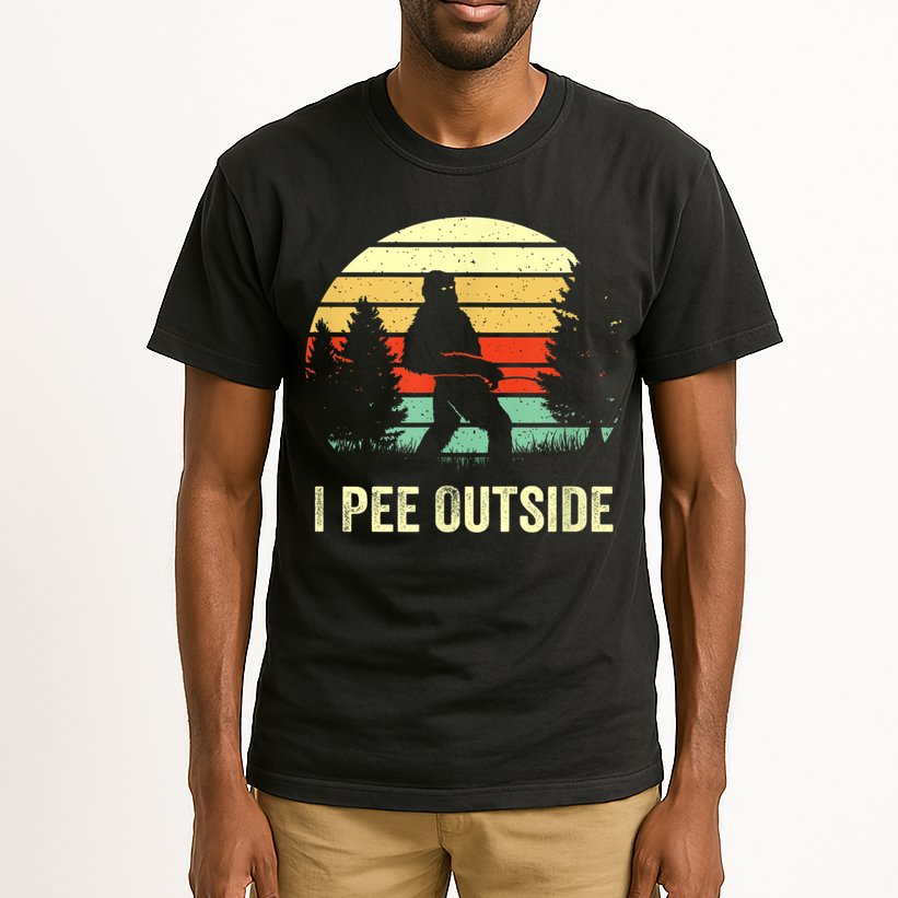 Retro Bigfoot Yeti Silhouette I Pee Outside Sasquatch Tall T-Shirt