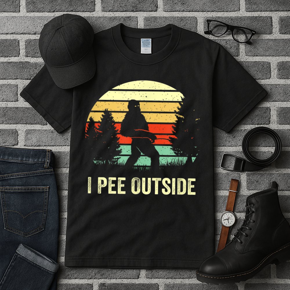 Retro Bigfoot Yeti Silhouette I Pee Outside Sasquatch Tall T-Shirt