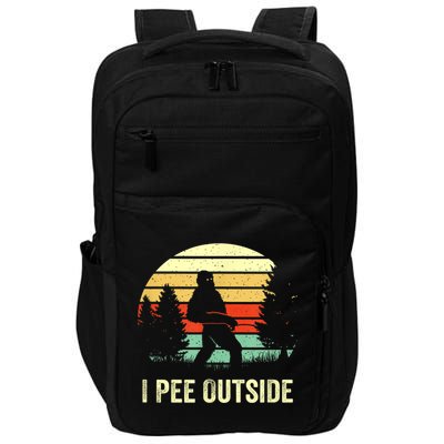 Retro Bigfoot Yeti Silhouette I Pee Outside Sasquatch Impact Tech Backpack