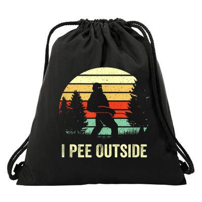 Retro Bigfoot Yeti Silhouette I Pee Outside Sasquatch Drawstring Bag