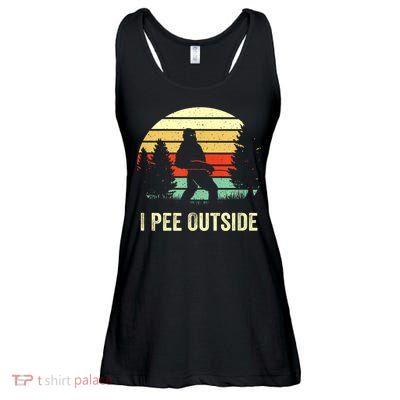 Retro Bigfoot Yeti Silhouette I Pee Outside Sasquatch Ladies Essential Flowy Tank