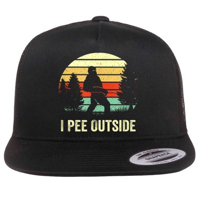 Retro Bigfoot Yeti Silhouette I Pee Outside Sasquatch Flatbill Hat