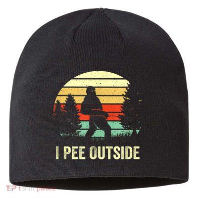 Retro Bigfoot Yeti Silhouette I Pee Outside Sasquatch Sustainable Beanie